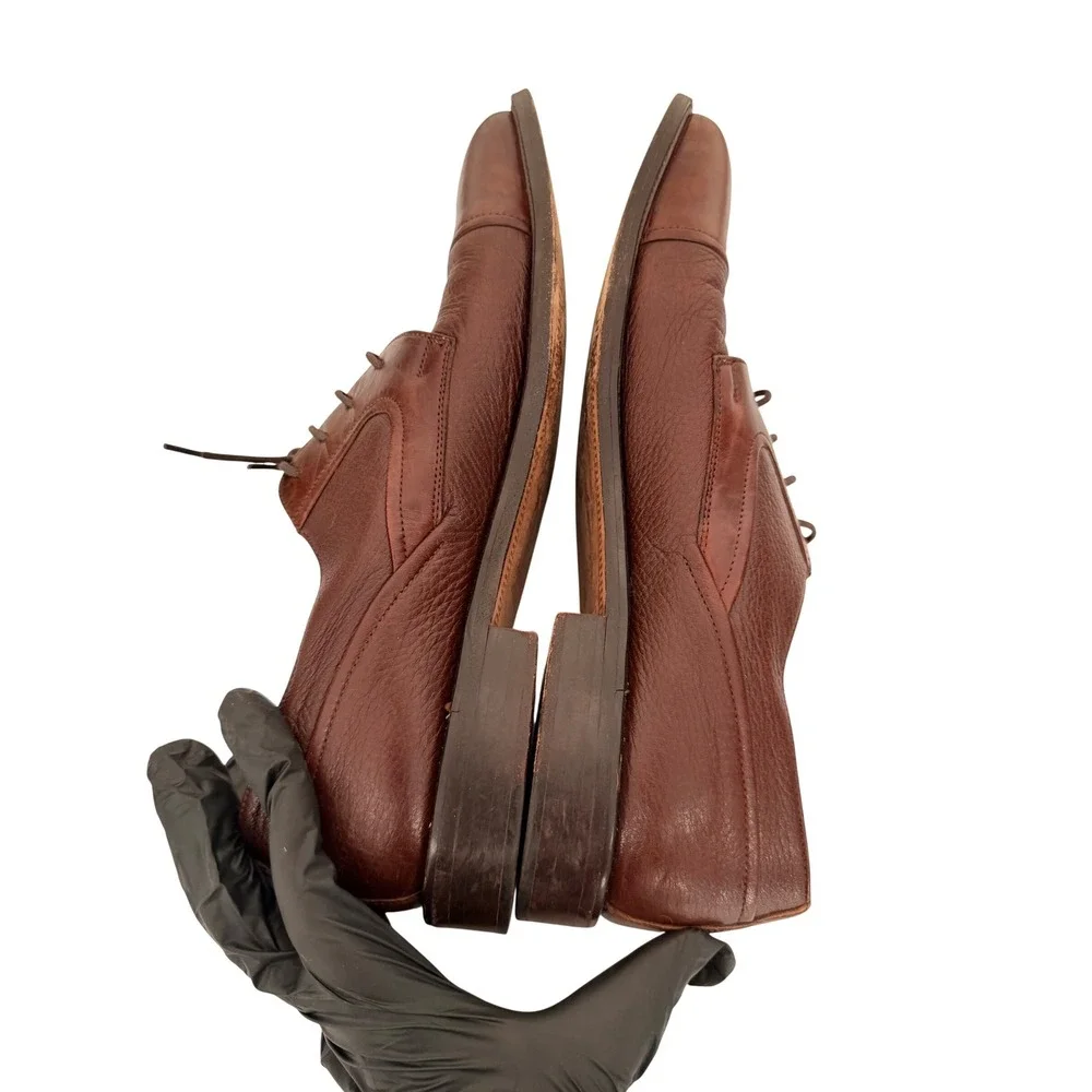 Johnston & Murphy Mens Brown Leather Cap Toe Derby Shoes Italy 15-15000 10 M